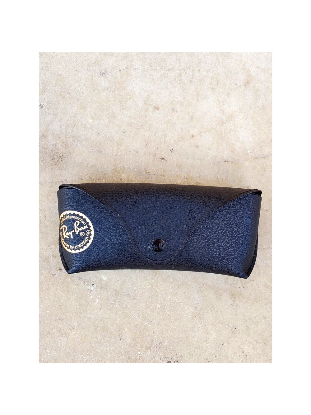 Ray Ban Luxottica Leather Sunglasses Case Black With Gold Logo Stamp